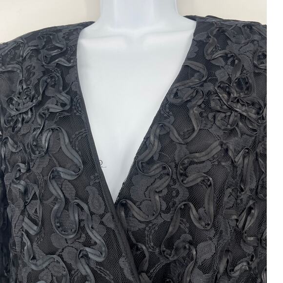Vintage 80s Patra Soutache Lace Womens Blazer 11/12 Bow Holiday Glam Whimsigoth - Picture 4 of 13